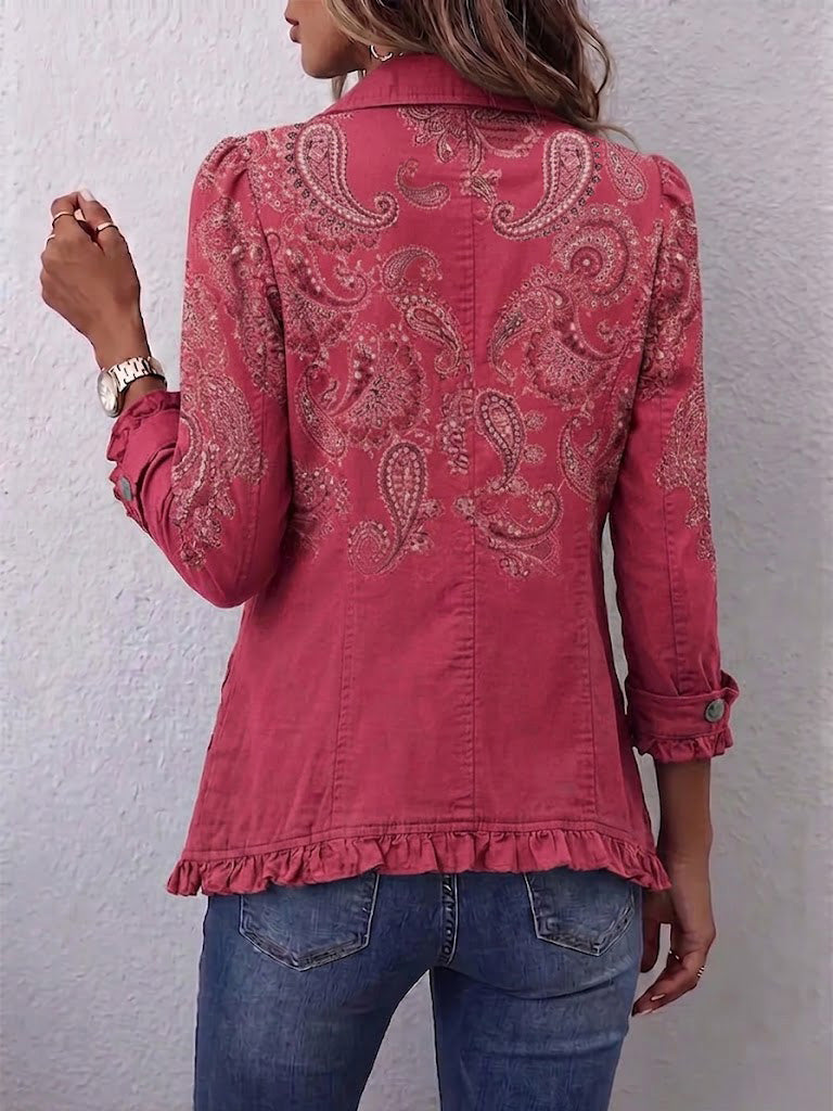 Adoration | Veste en cachemire rose avec détails à volants