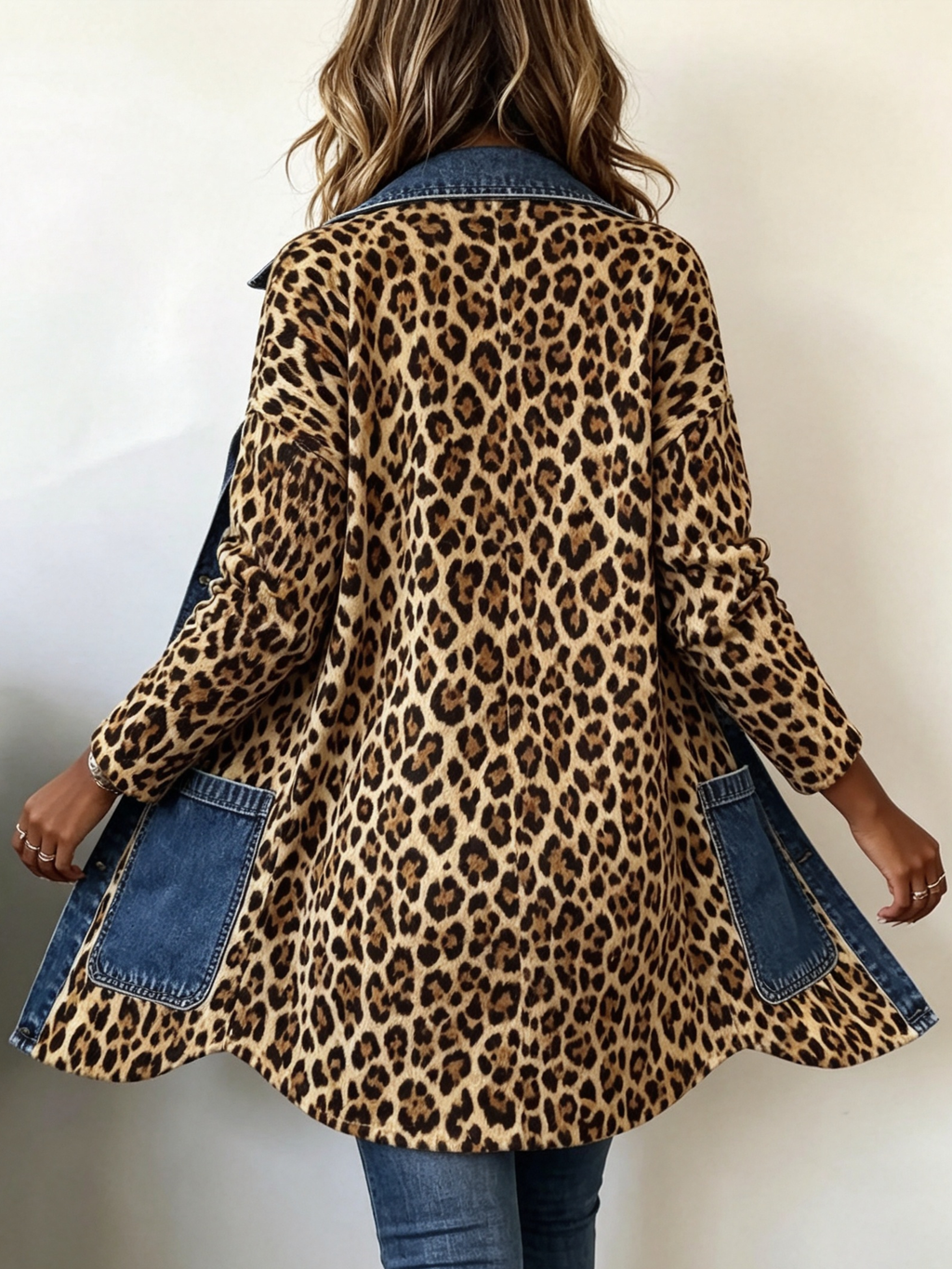 Lorena | Longue veste en jean léopard