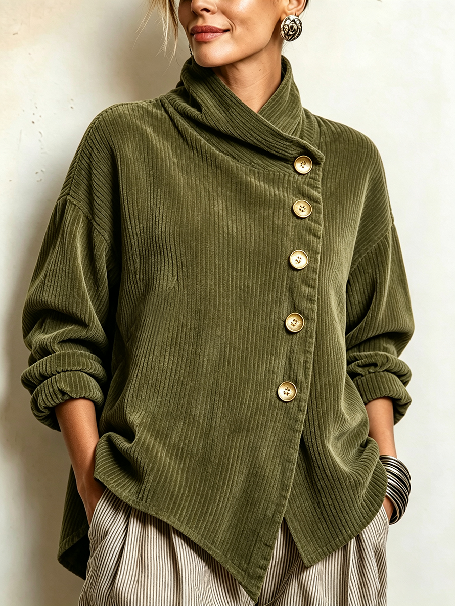 Talea™ | Pull en velours chaud avec col asymétrique