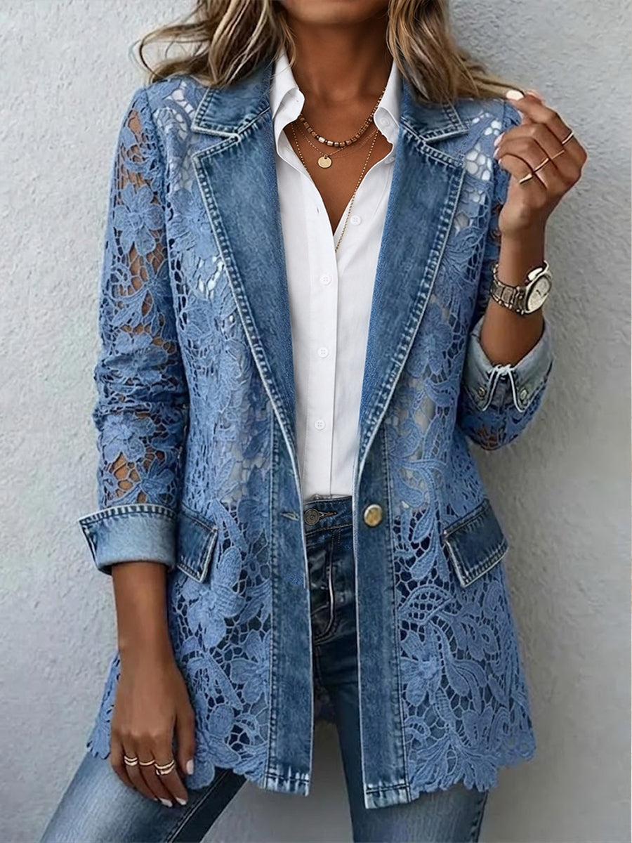 Alicia | Veste avec garniture en dentelle florale