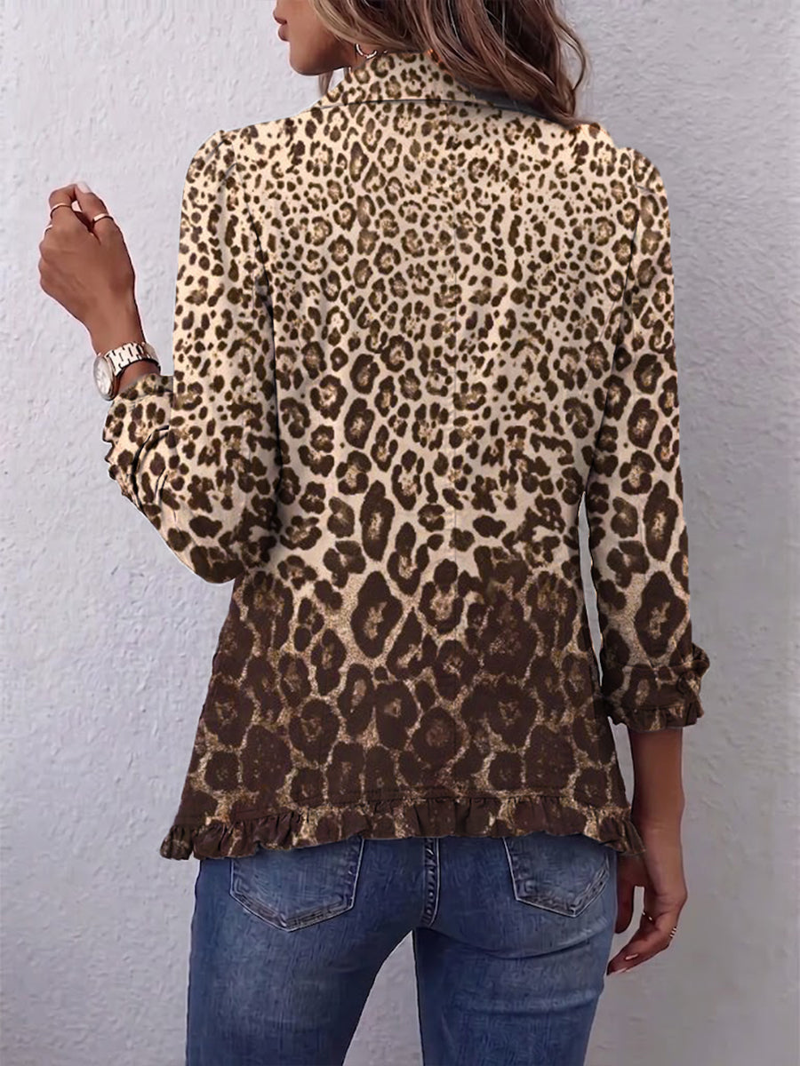Nazaret | Veste à motif léopard avec volants