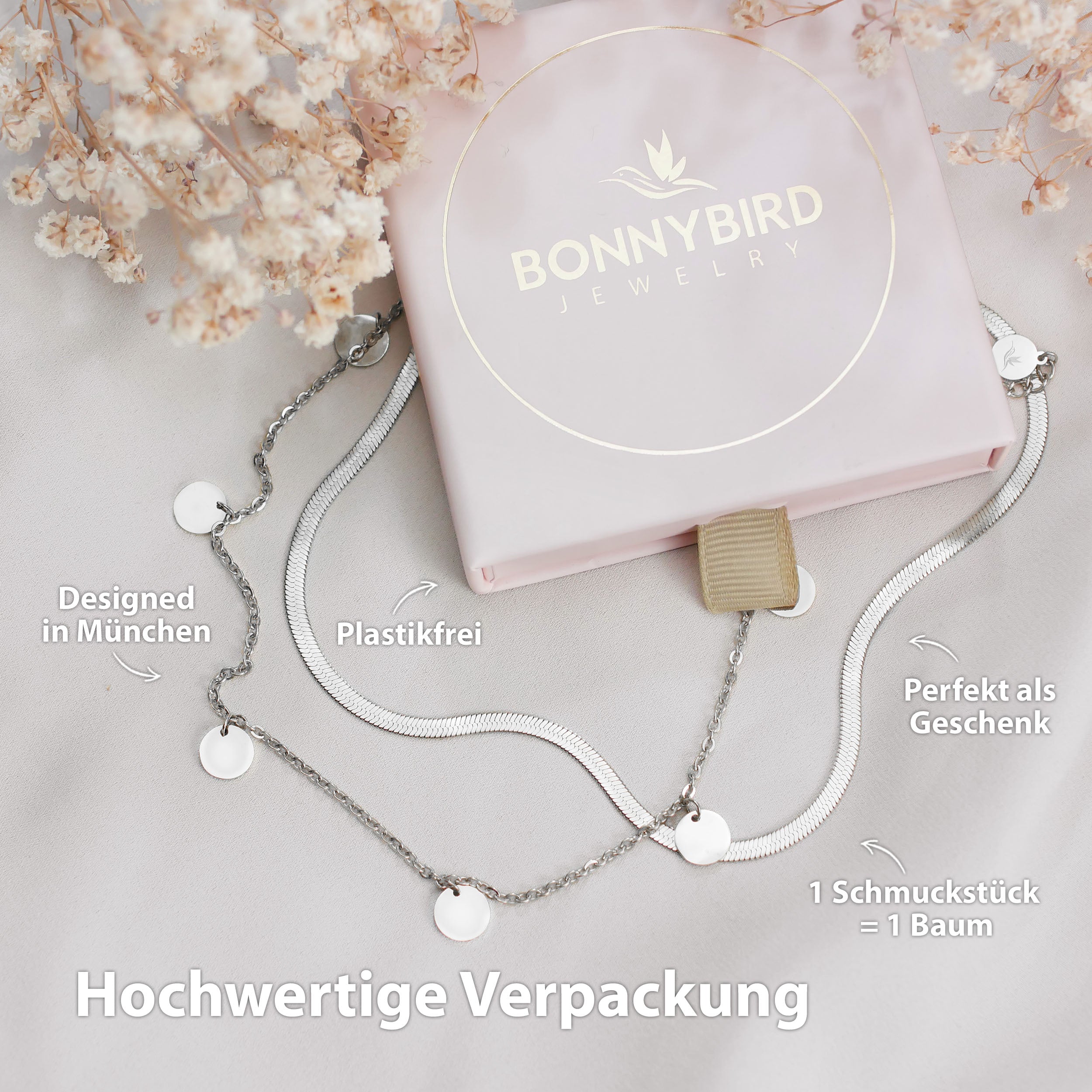 BonnyCoin Kette mit Plättchen Silber