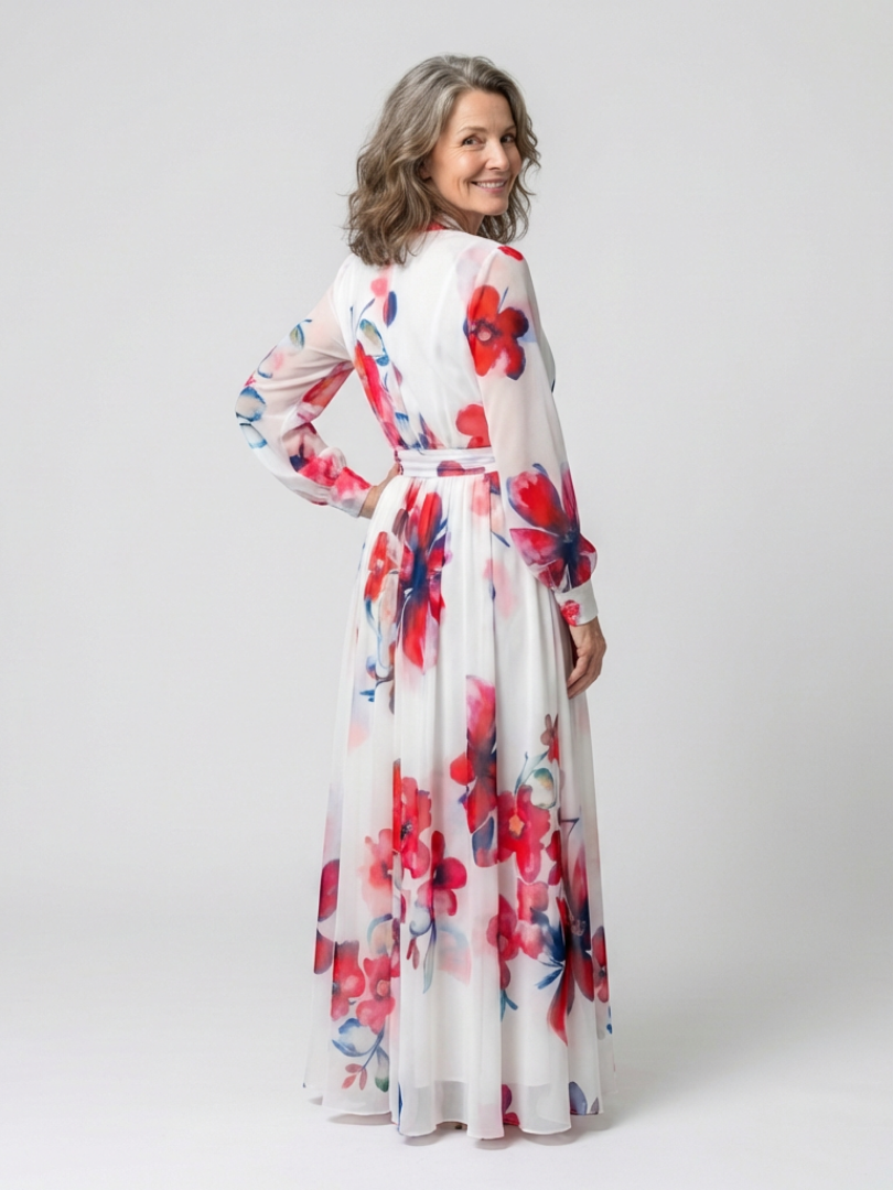 Lillian | Maxi Robe Longue à Imprimé Floral avec Manches Longues