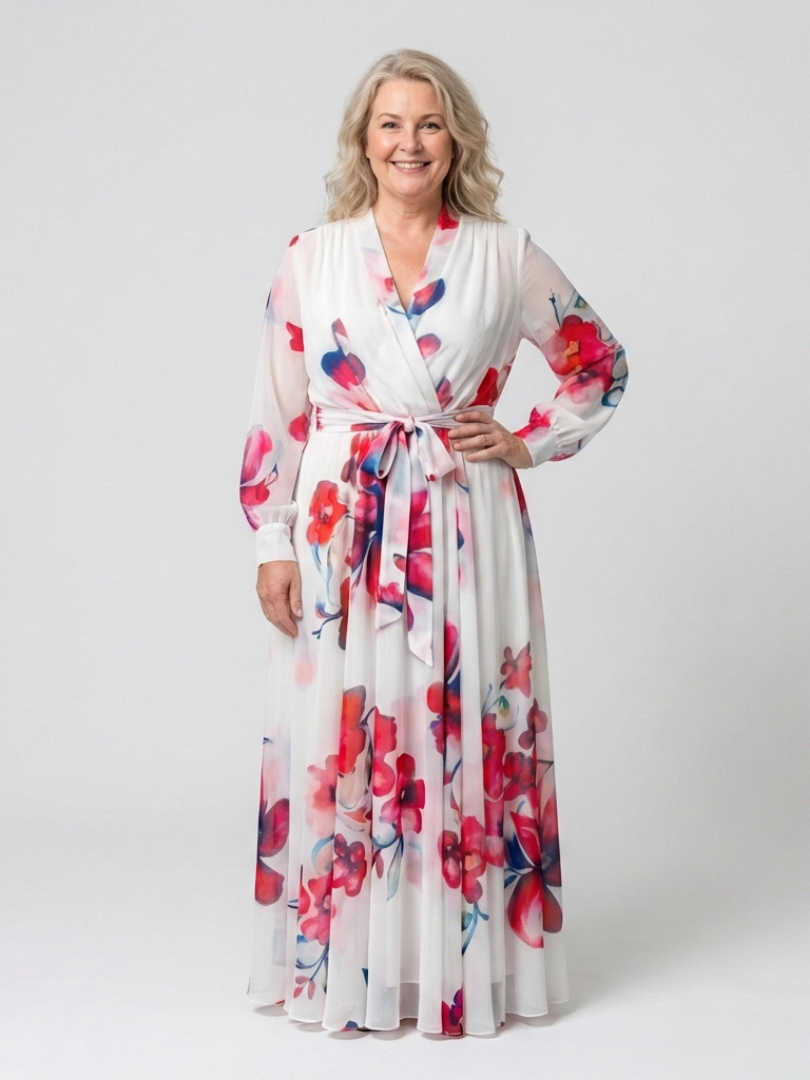 Lillian | Maxi Robe Longue à Imprimé Floral avec Manches Longues