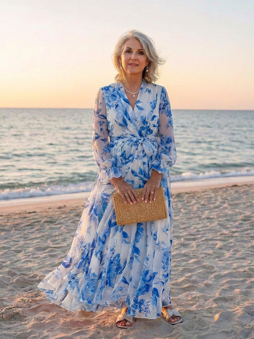 Lillian | Maxi Robe Longue à Imprimé Floral avec Manches Longues