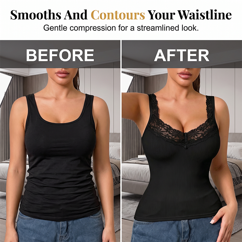 Top en dentelle sculptant avec décolleté en V