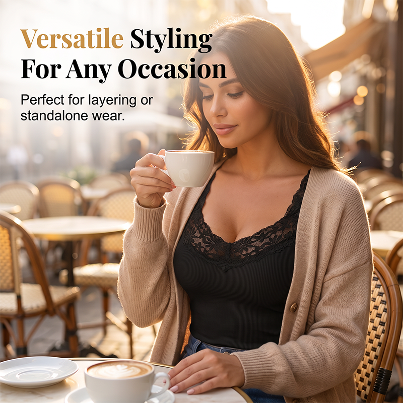 Top en dentelle sculptant avec décolleté en V