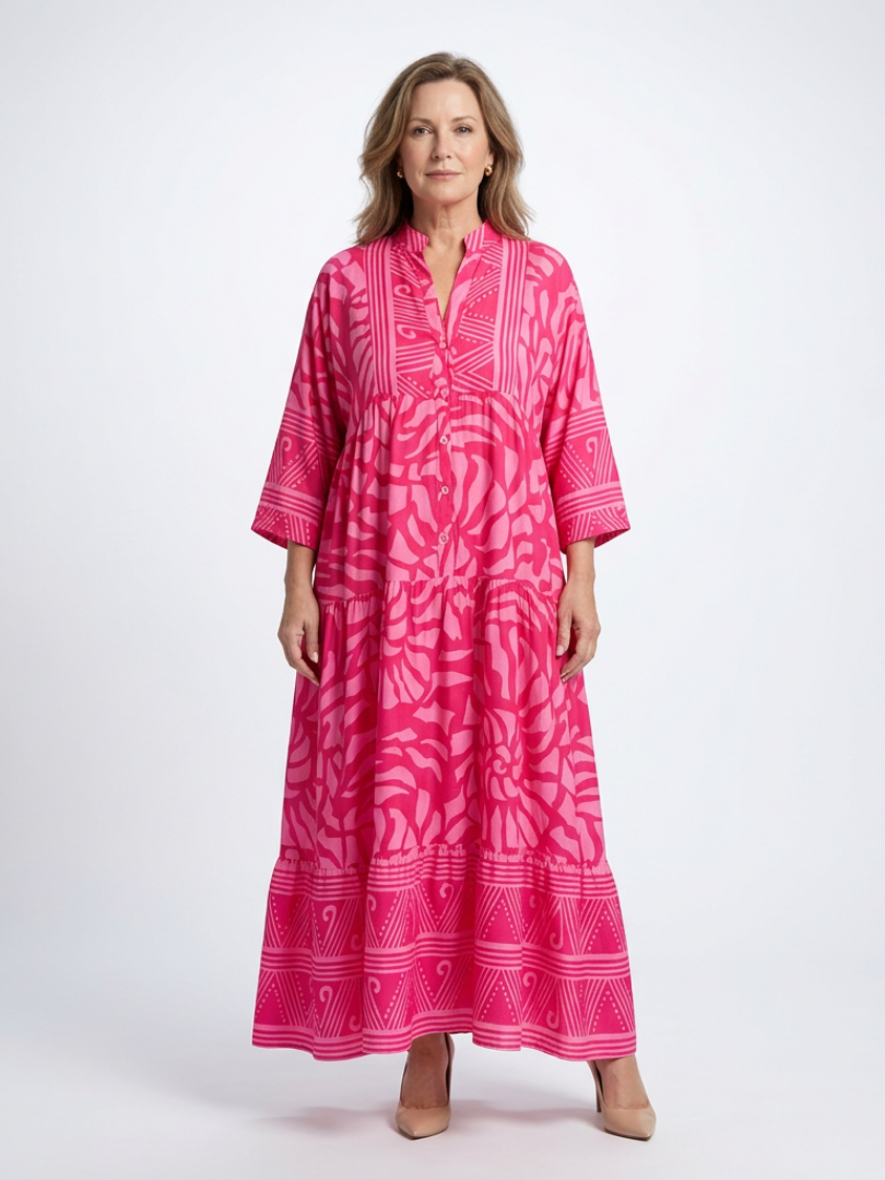 Marielle | Robe Midi à Boutons Élégante