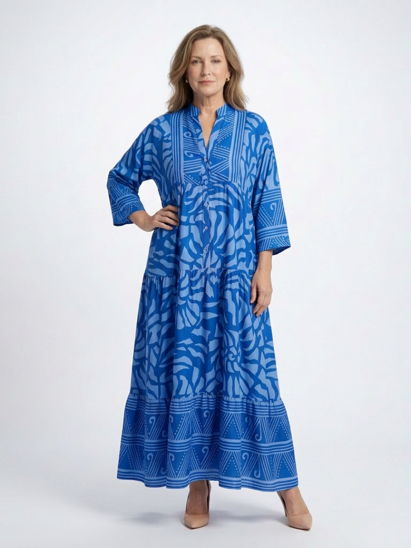 Marielle | Robe Midi à Boutons Élégante
