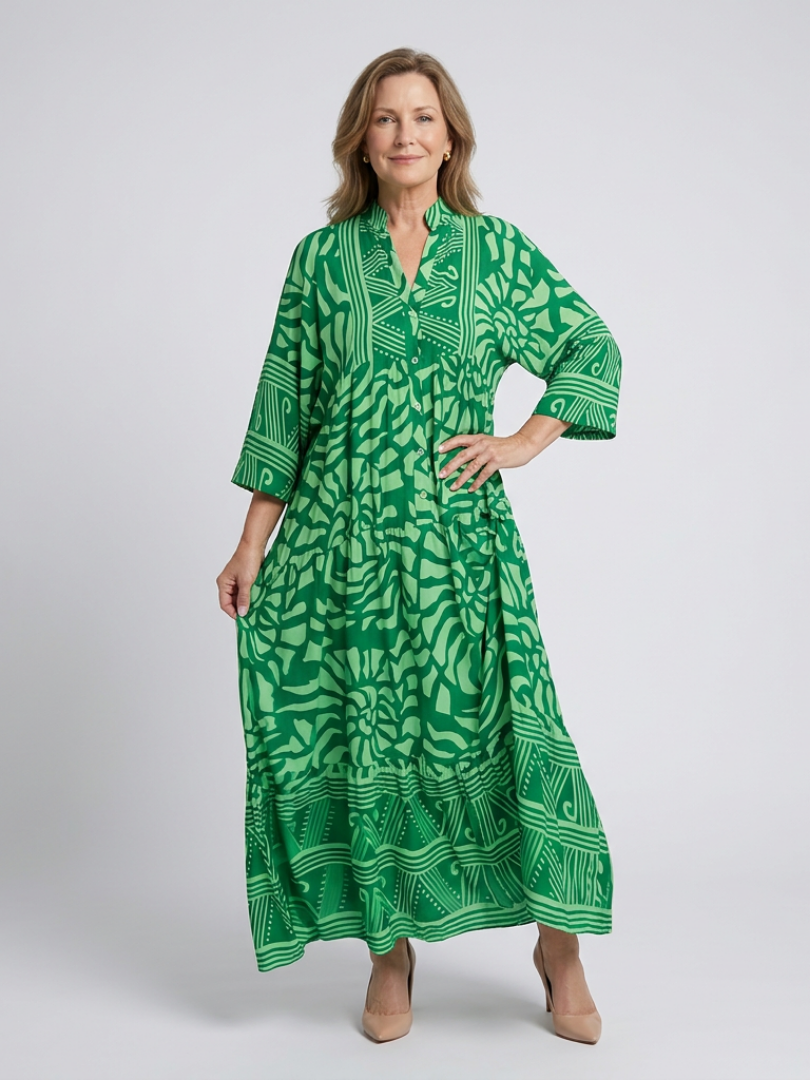 Marielle | Robe Midi à Boutons Élégante