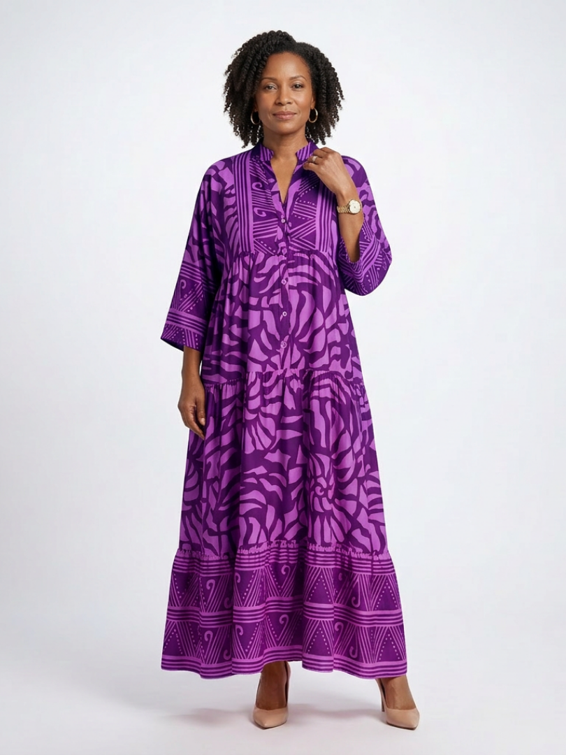 Marielle | Robe Midi à Boutons Élégante