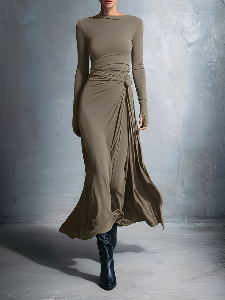 Naomie | Robe longue avec nœud latéral