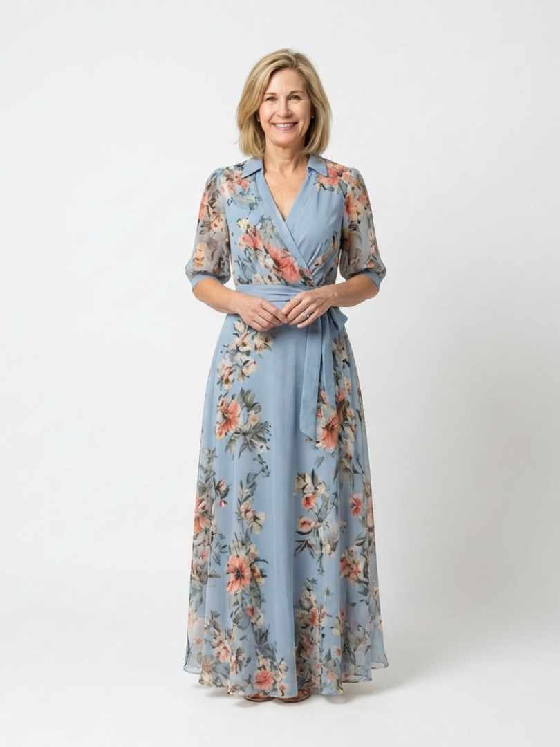 Elowen | Robe Maxi Enveloppante à Imprimé Floral en V