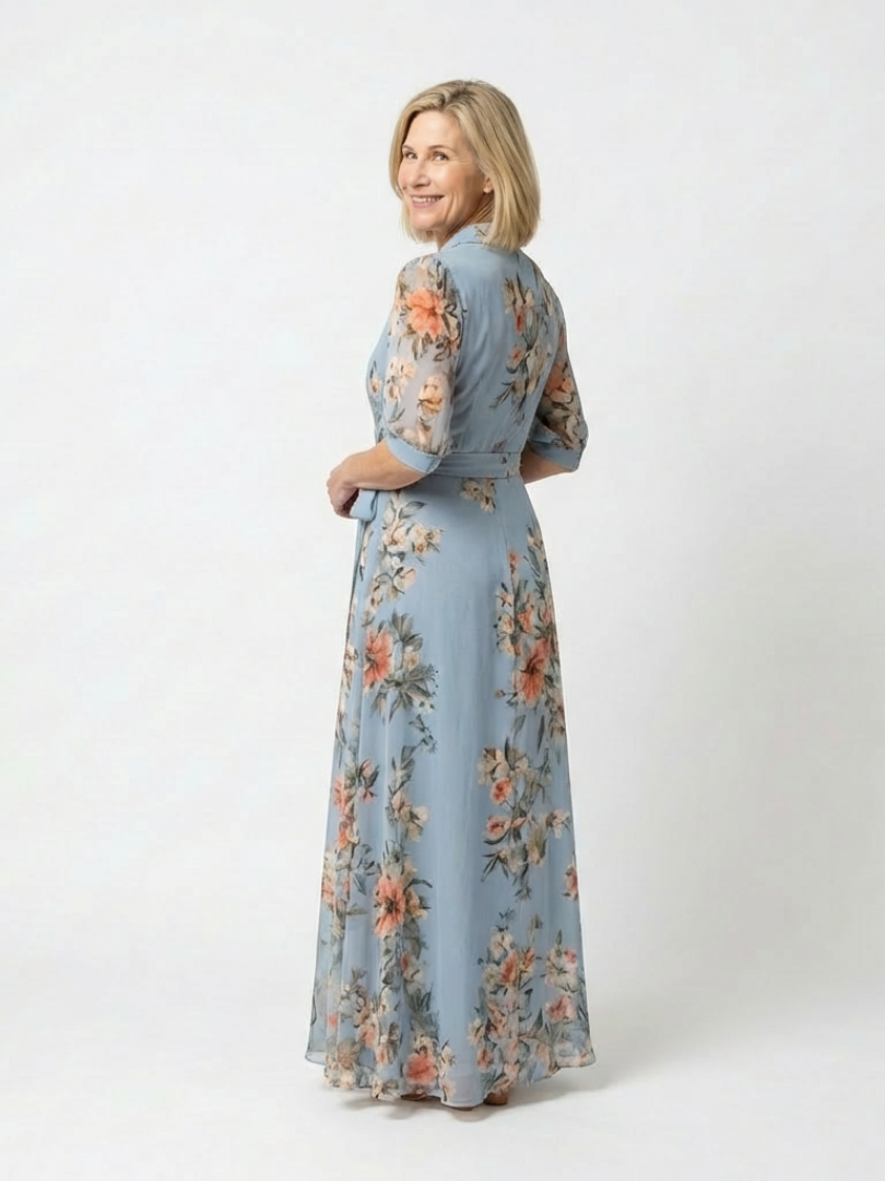 Elowen | Robe Maxi Enveloppante à Imprimé Floral en V