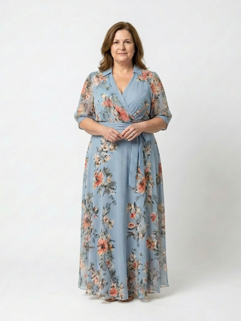 Elowen | Robe Maxi Enveloppante à Imprimé Floral en V