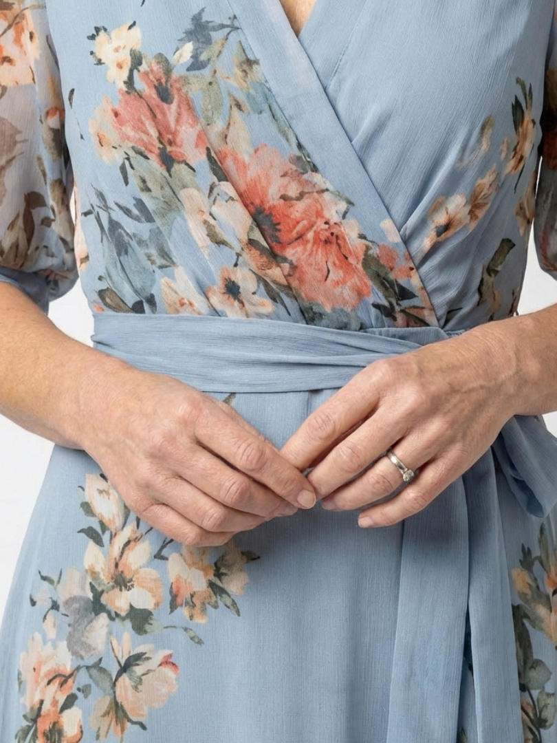 Elowen | Robe Maxi Enveloppante à Imprimé Floral en V